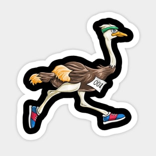 Ostrich Bird Running Marathon T Shirt Gift Women Men Kids Sticker